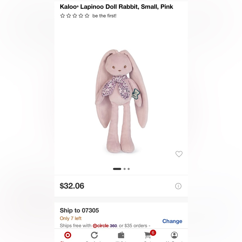 New Kaloo Lapinoo pink small rabbit bunny toy plush baby infant